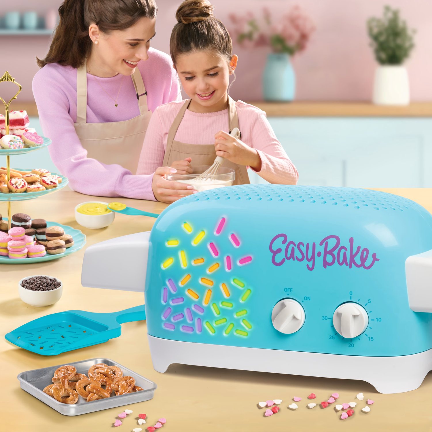 Baking together at the kitchen counter